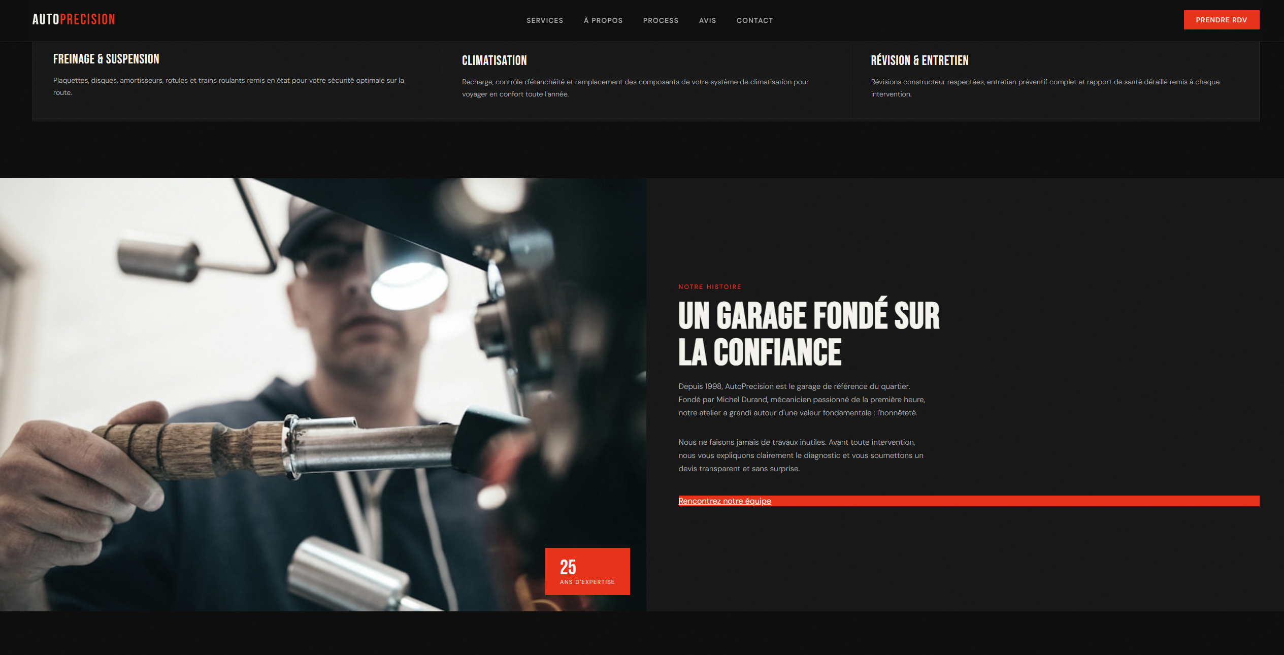 Site vitrine garage Autoprecision avec prise de rendez-vous en ligne